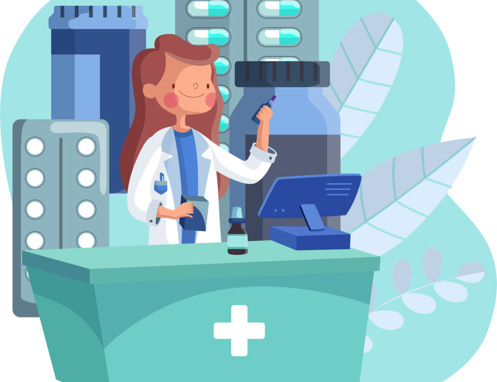 vector image of pharmacist doing experiment
